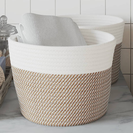 Storage Baskets 2 Pcs And White Ø24X18 Cm Cotton