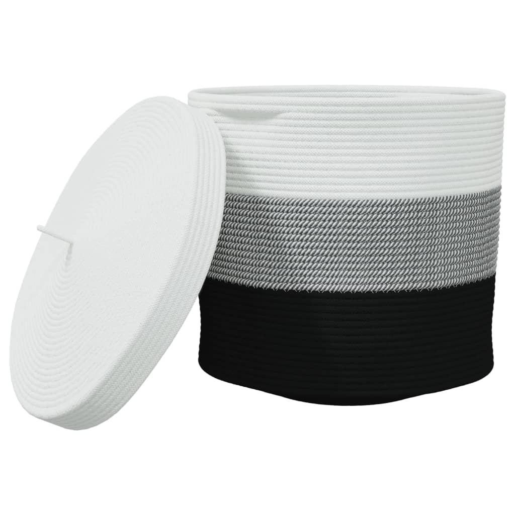 Storage Basket With Lid White And Ø40X35 Cm Cotton