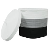 Storage Basket With Lid White And Ø40X35 Cm Cotton