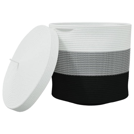 Storage Basket With Lid White And Ø40X35 Cm Cotton