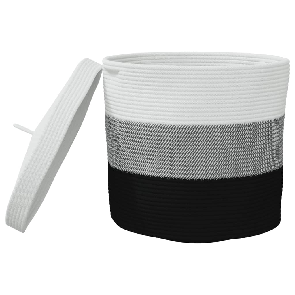 Storage Basket With Lid White And Ø40X35 Cm Cotton