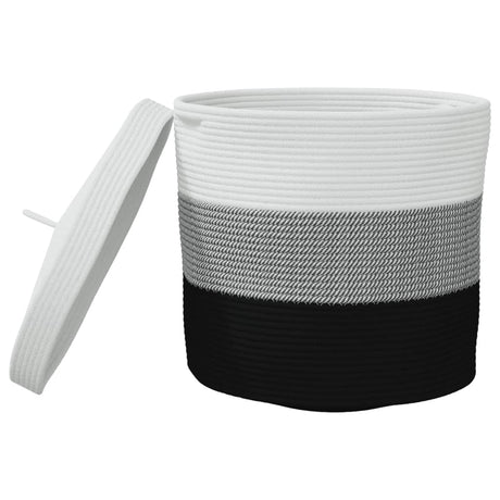 Storage Basket With Lid White And Ø40X35 Cm Cotton