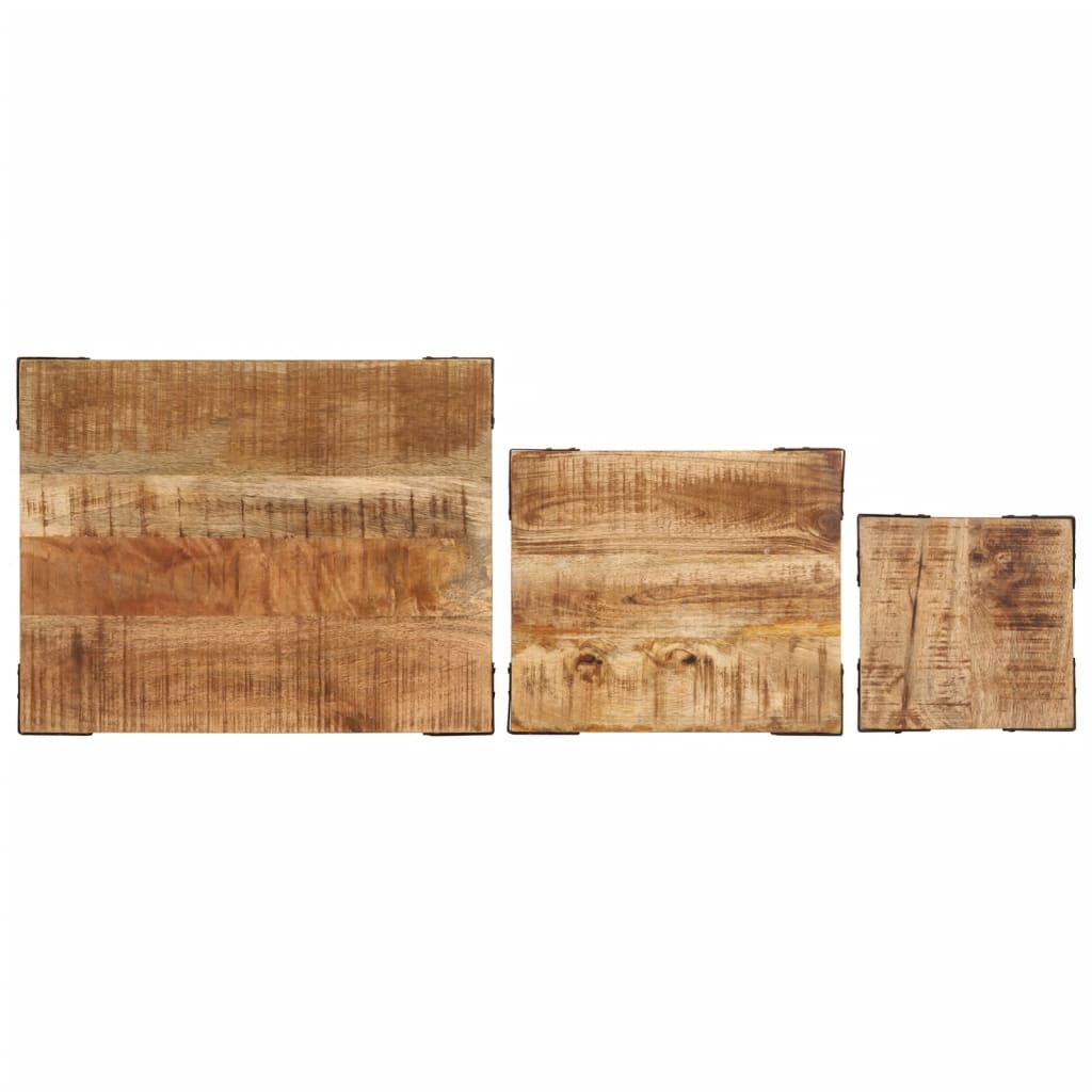 Nesting Side Tables 3 Pcs Solid Rough Wood Mango