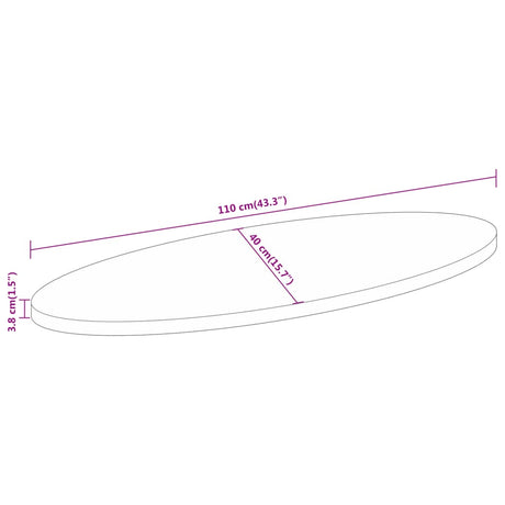 Table Top 110X40X3.8 Cm Oval Solid Wood Mango