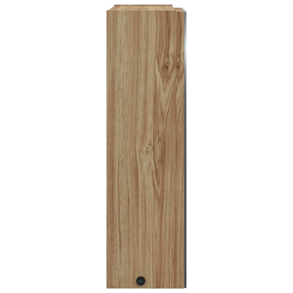 Bathroom Mirror Cabinet with LED Light Oak 45x13x52 cm