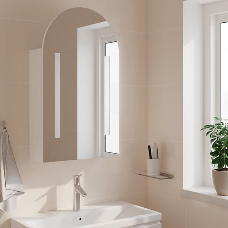 Bathroom Mirror Cabinet With Led Light Arched 42X13X70 Cm