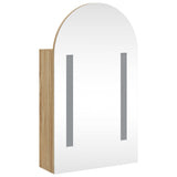 Bathroom Mirror Cabinet with LED Light Arched Oak 42x13x70 cm