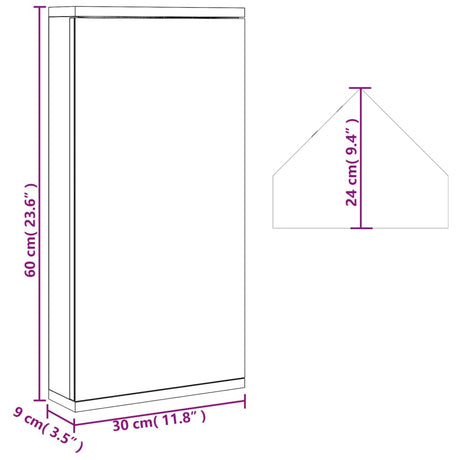 Corner Bathroom Mirror Cabinet 30X24X60 Cm
