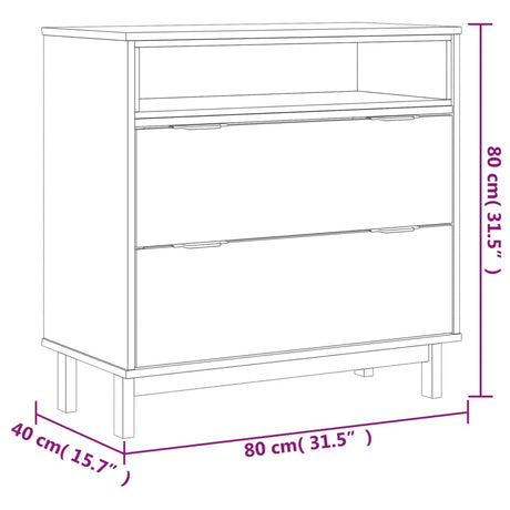 Drawer Cabinet Flam 80X40X80 Cm Solid Wood Pine