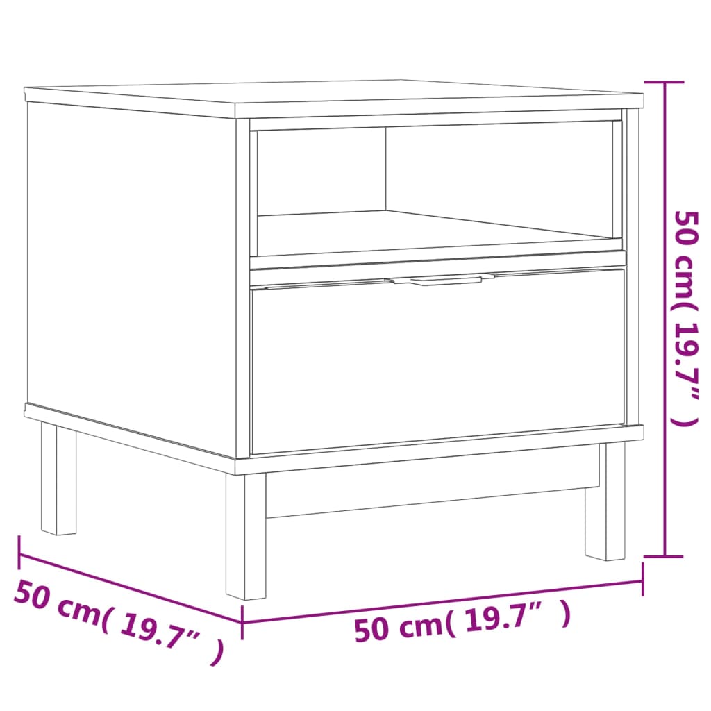 Side Table Flam 50X50X50 Cm Solid Wood Pine