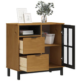 Sideboard With Glass Door Flam 80X40X80 Cm Solid Wood Pine