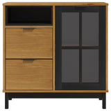 Sideboard With Glass Door Flam 80X40X80 Cm Solid Wood Pine