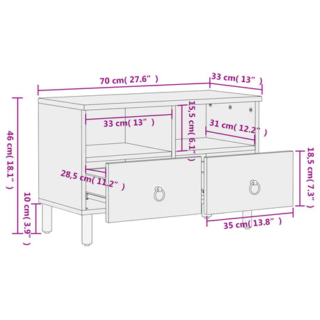 Tv Cabinet 70X33X46 Cm Solid Wood Mango