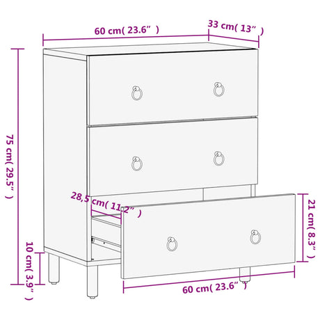 Side Cabinet 60X33X75 Cm Solid Wood Mango