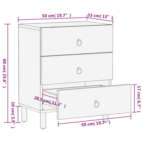 Bedside Cabinet 50X33X60 Cm Solid Wood Mango