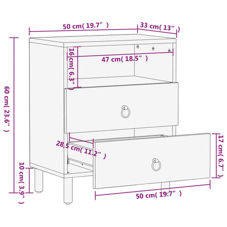 Bedside Cabinet 50X33X60 Cm Solid Wood Mango
