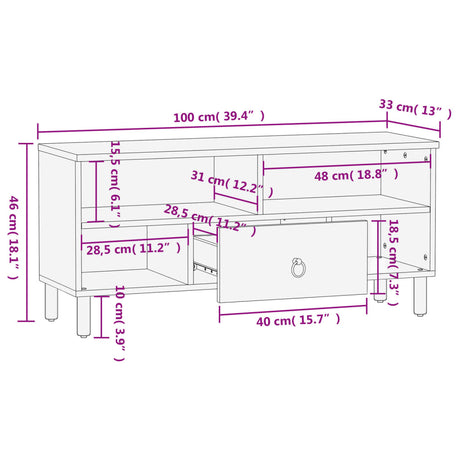Tv Cabinet 100X33X46 Cm Solid Wood Mango