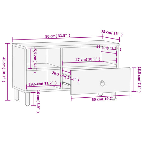 Tv Cabinet 80X33X46 Cm Solid Wood Mango