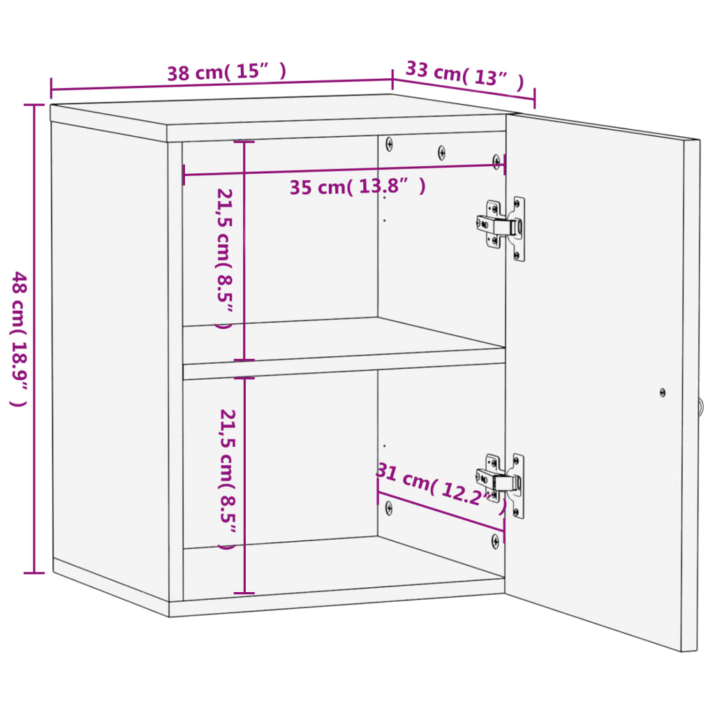 Bathroom Wall Cabinet 38X33X48 Cm Solid Wood Mango