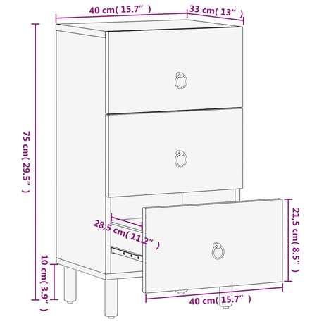 Side Cabinet 40X33X75 Cm Solid Wood Mango