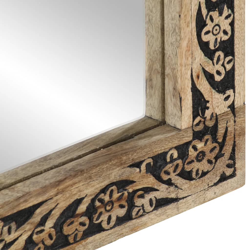 Bathroom Mirror 50X70X2.5 Cm Solid Wood Mango And Glass