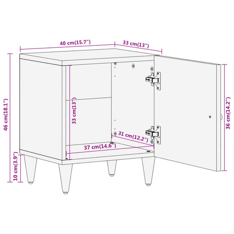 Bedside Cabinet 40X33X46 Cm Solid Wood Mango