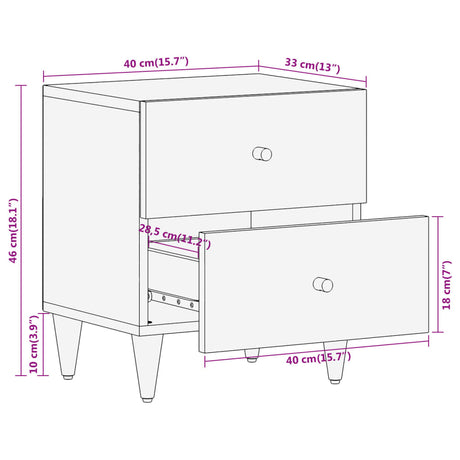 Bedside Cabinet 40X33X46 Cm Solid Wood Mango
