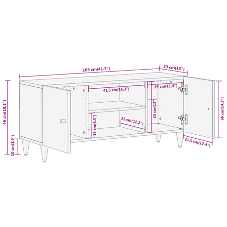 Tv Cabinet 105X33X46 Cm Solid Wood Mango