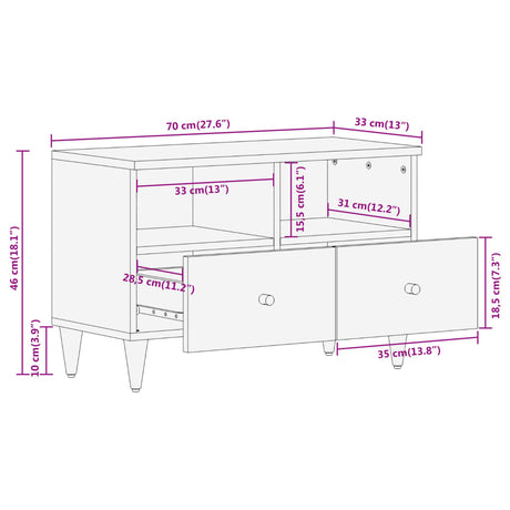 Tv Cabinet 70X33X46 Cm Solid Wood Mango