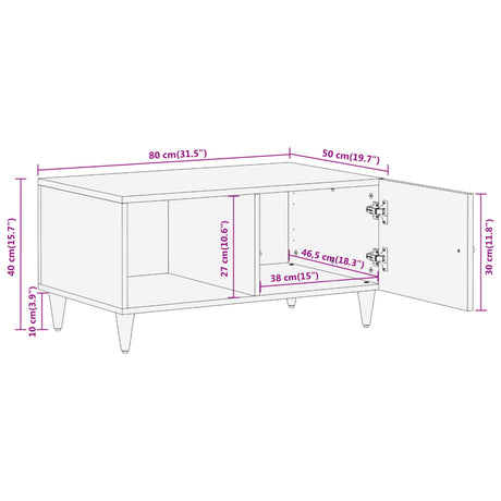 Coffee Table 80X50X40 Cm Solid Wood Mango