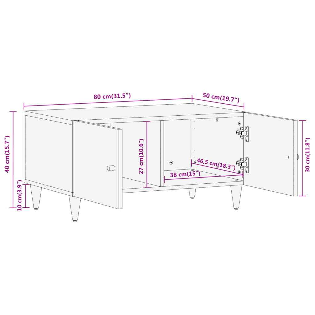 Coffee Table 80X50X40 Cm Solid Wood Mango