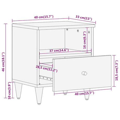 Bedside Cabinets 2 Pcs 40X33X46 Cm Solid Wood Mango