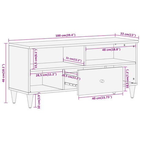 Tv Cabinet 100X33X46 Cm Solid Wood Mango