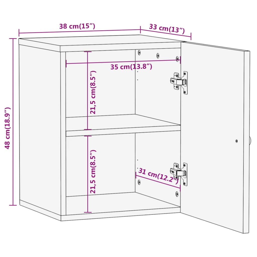 Bathroom Wall Cabinet 38X33X48 Cm Solid Wood Mango