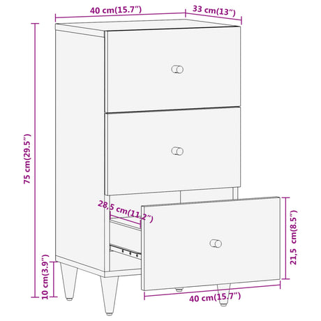 Side Cabinet 40X33X75 Cm Solid Wood Mango