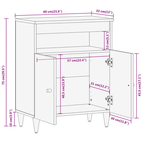 Side Cabinet 60X33X75 Cm Solid Wood Mango