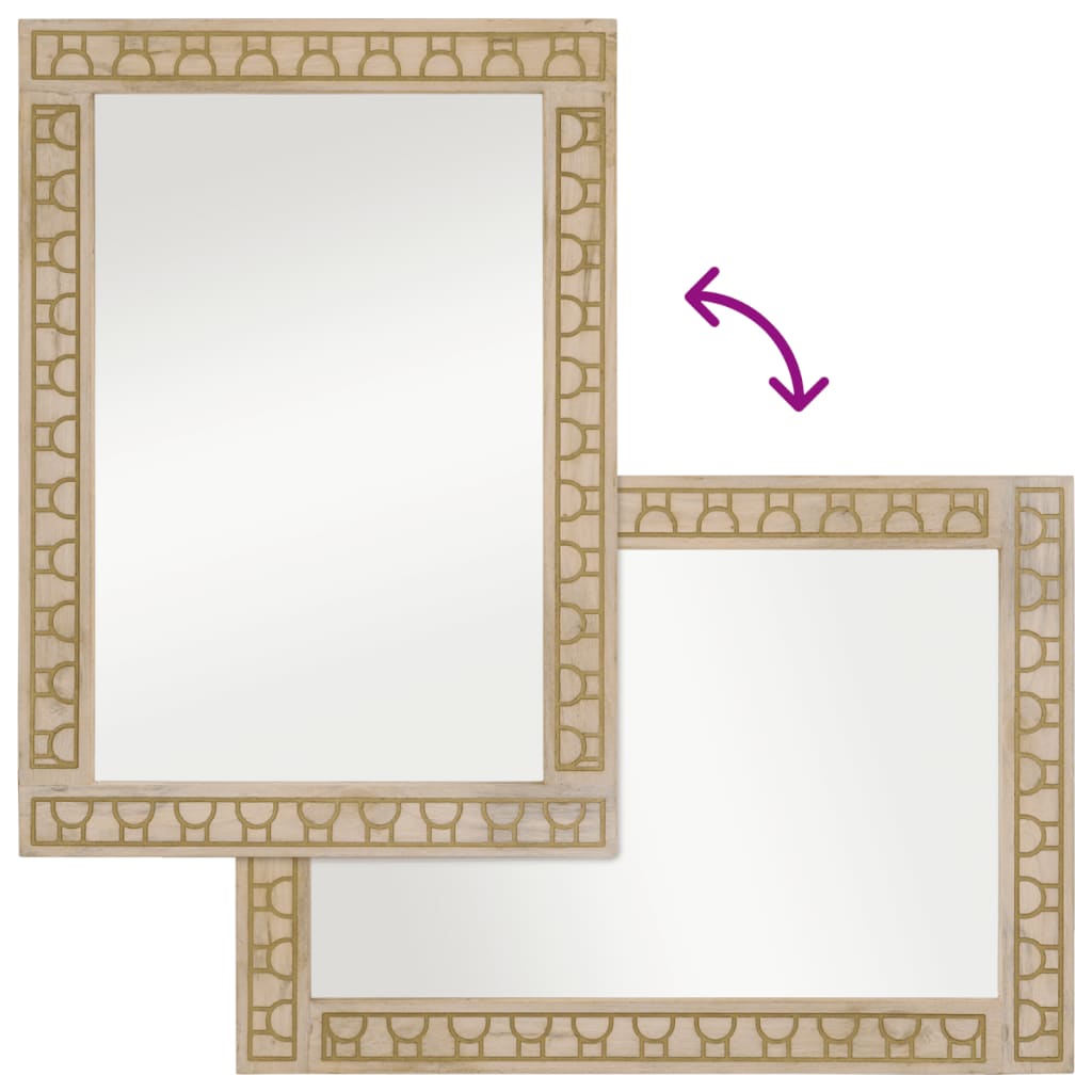 Bathroom Mirror 50X70X2.5 Cm Solid Wood Mango And Glass