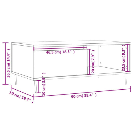 Coffee Table 90X50X36.5 Cm Engineered Wood