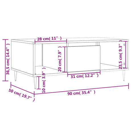 Coffee Table 90X50X36.5 Cm Engineered Wood