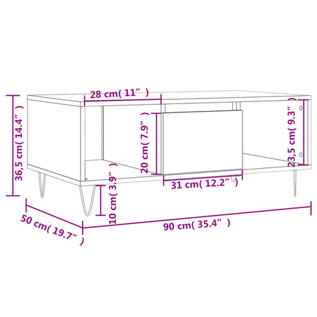 Coffee Table 90X50X36.5 Cm Engineered Wood