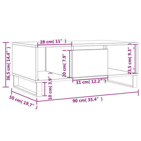 Coffee Table 90X50X36.5 Cm Engineered Wood