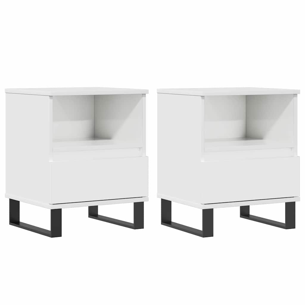 Bedside Cabinets 2 pcs High Gloss White 40x35x50 cm Engineered Wood
