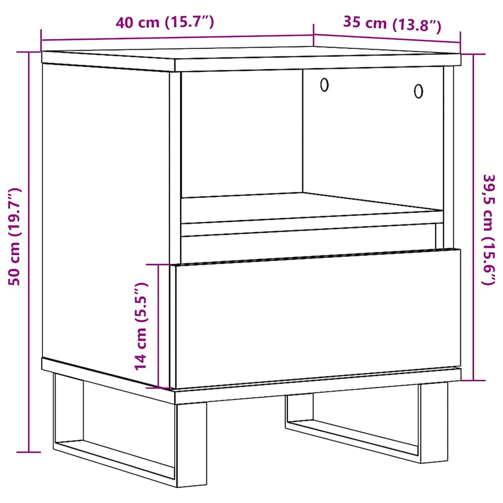 Bedside Cabinets 2 pcs High Gloss White 40x35x50 cm Engineered Wood