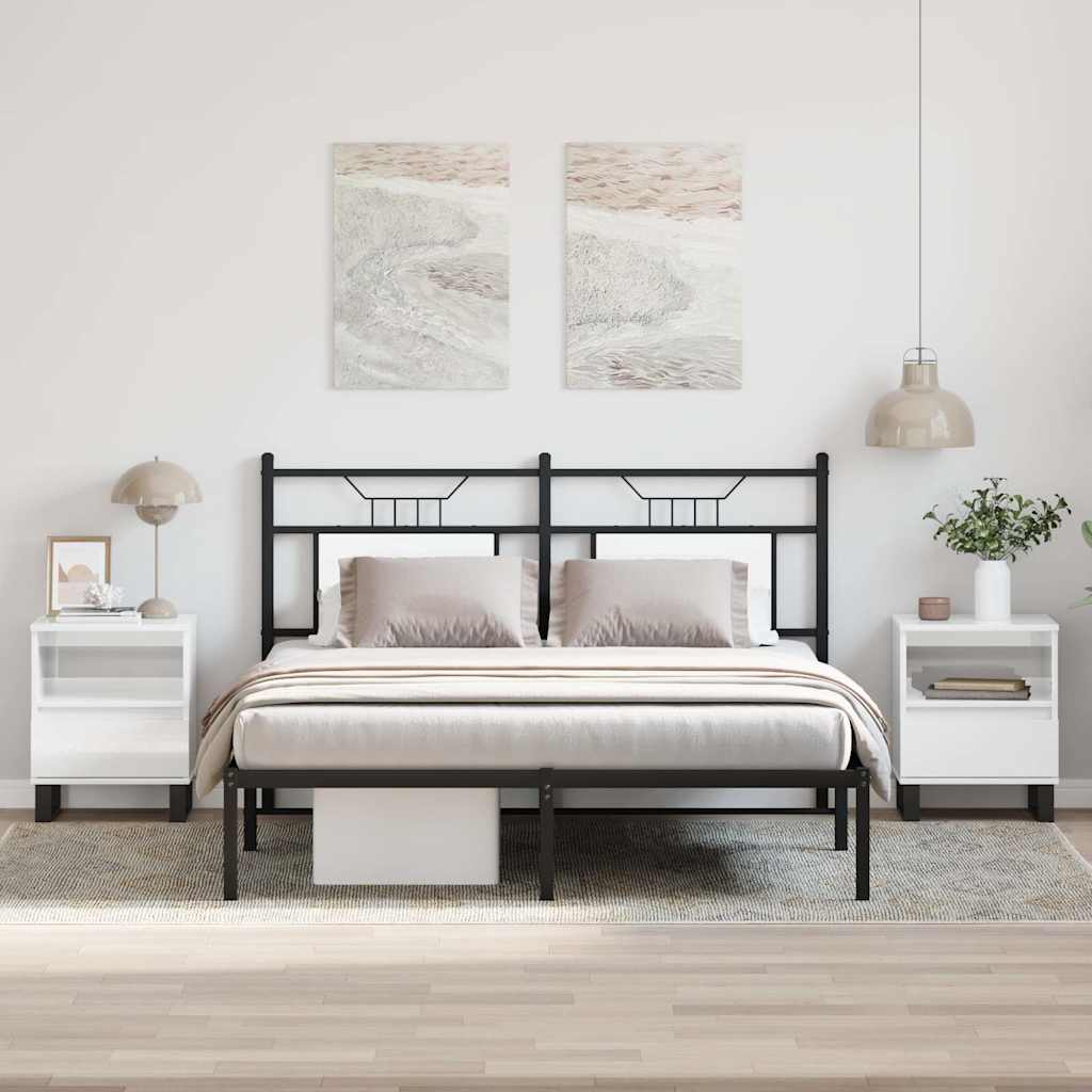 Bedside Cabinets 2 pcs High Gloss White 40x35x50 cm Engineered Wood
