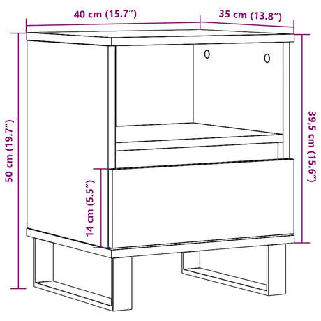 Bedside Cabinet 40X35X50 Cm Engineered Wood