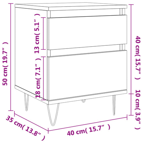 Bedside Cabinet 40X35X50 Cm Engineered Wood