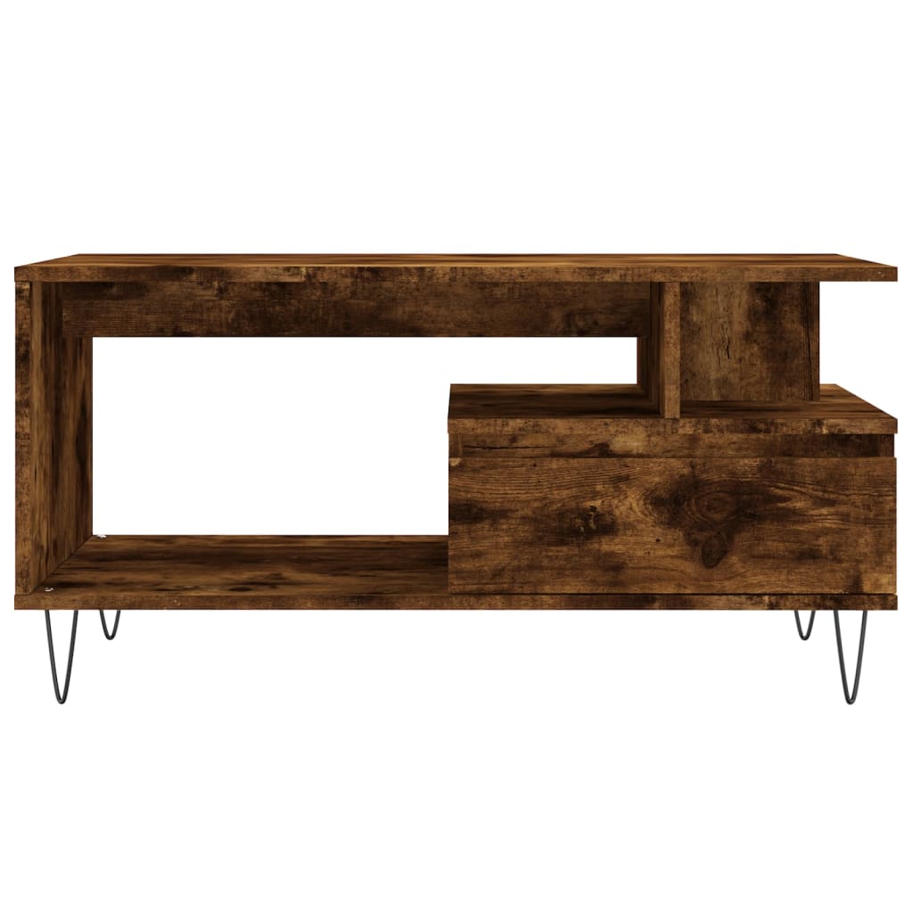 Coffee Table Smoked Oak 90x49x45 cm Engineered Wood