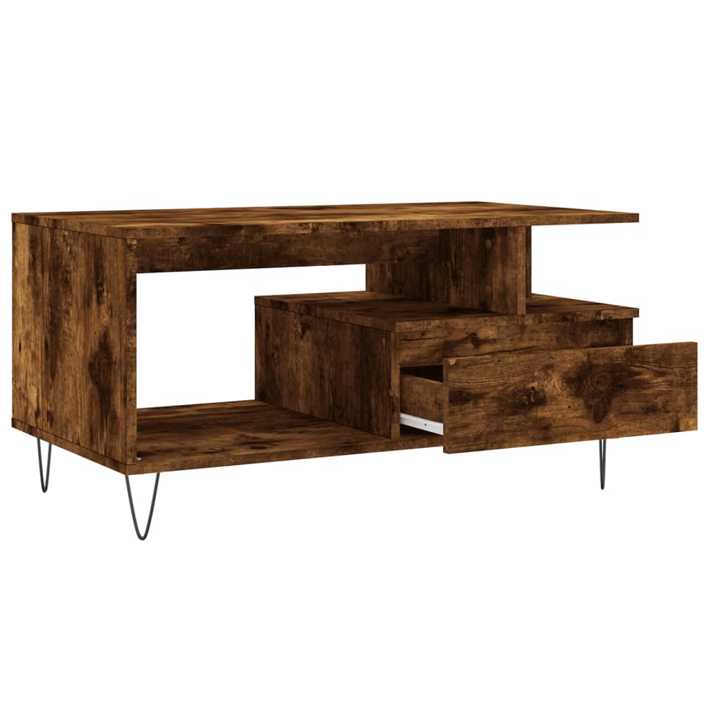 Coffee Table Smoked Oak 90x49x45 cm Engineered Wood