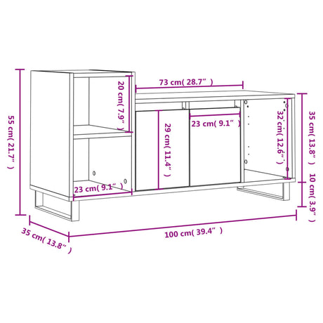 Tv Cabinet 100X35X55 Cm Engineered Wood