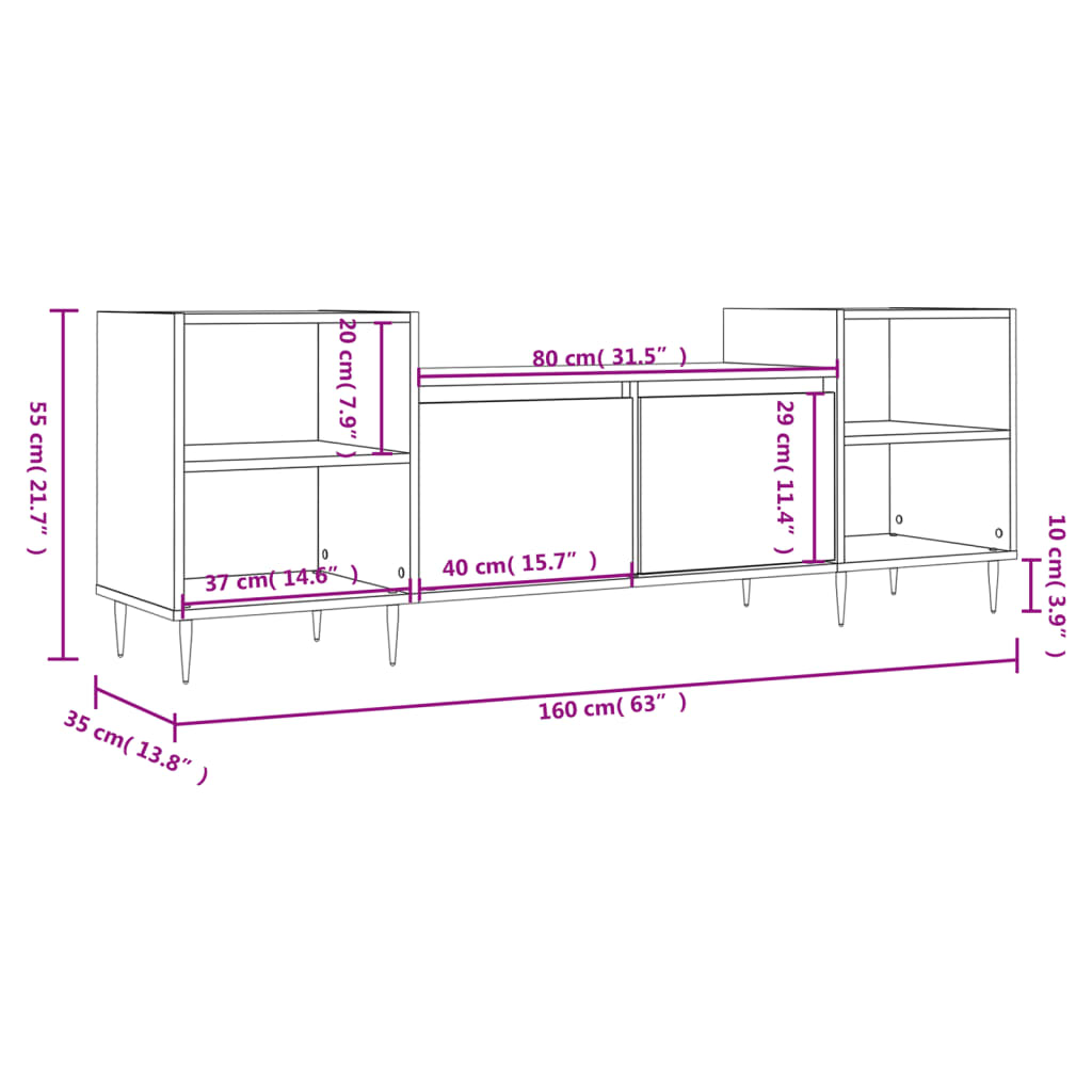 Tv Cabinet 160X35X55 Cm Engineered Wood